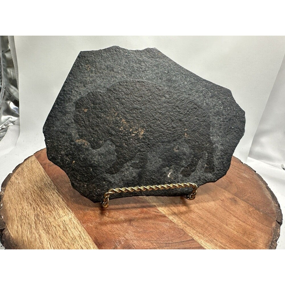 Buffalo Bison Charcoal Slate Trivet Shelf Sitter Paperweight